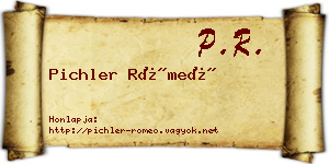 Pichler Rómeó névjegykártya